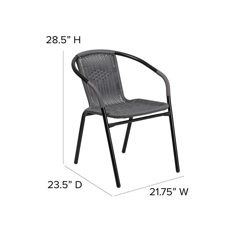 2 Pack Gray Rattan Indoor-Outdoor Restaurant Stack Chair