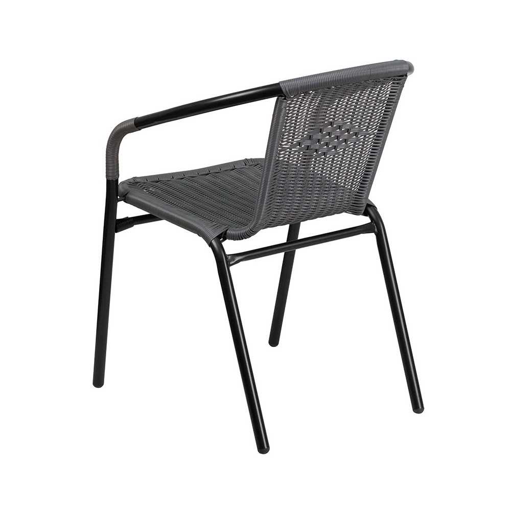 2 Pack Gray Rattan Indoor-Outdoor Restaurant Stack Chair