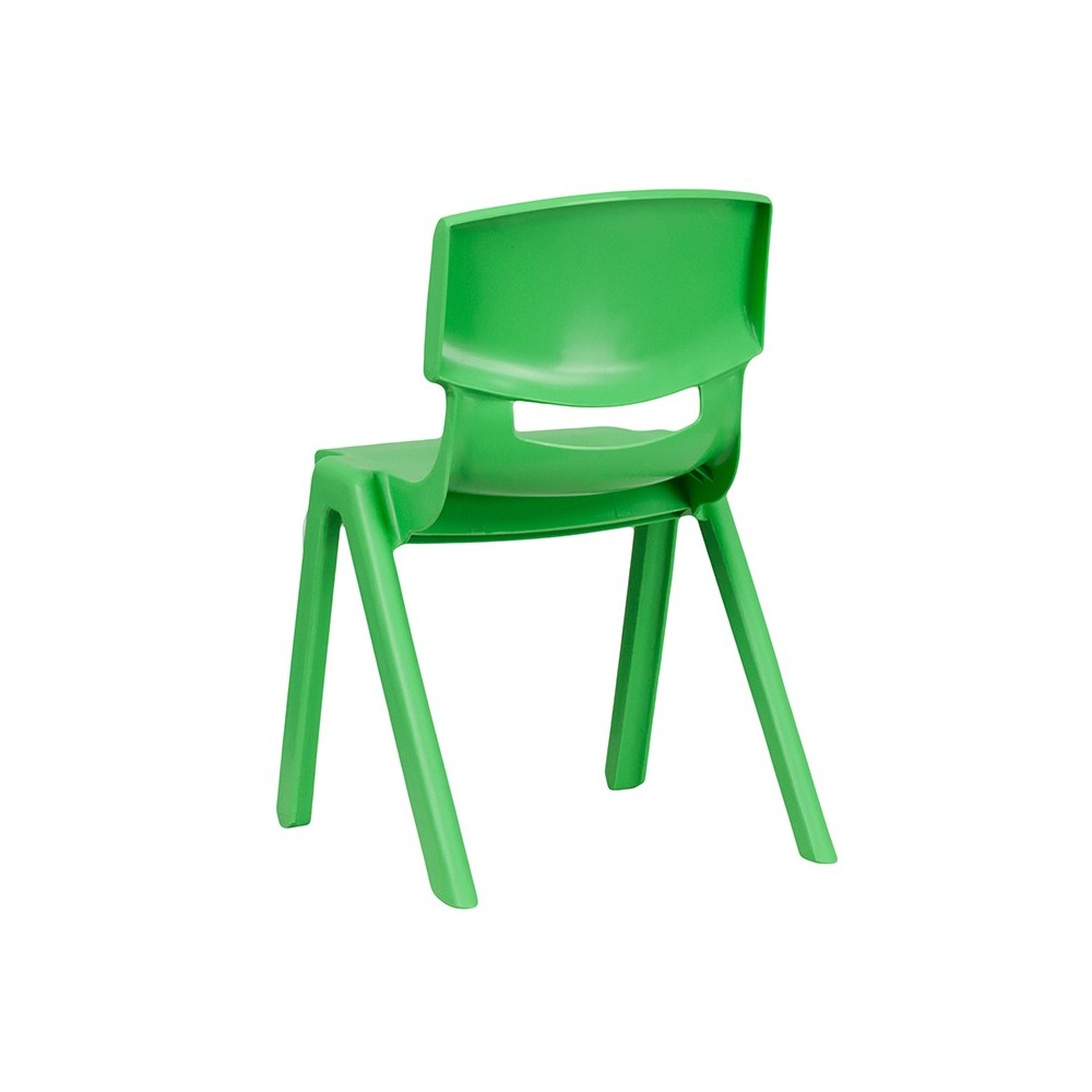 2 Pack Green Plastic Stackable School Chair with 13.25" Seat Height