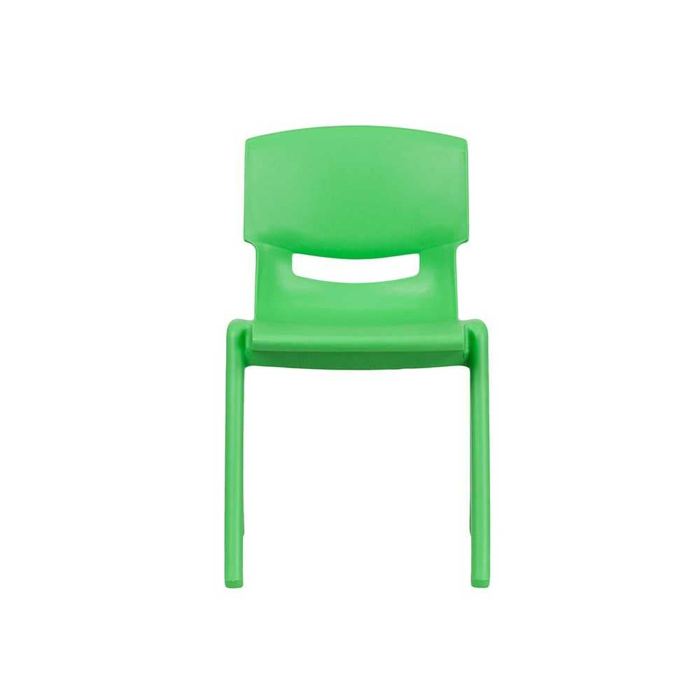 2 Pack Green Plastic Stackable School Chair with 13.25" Seat Height