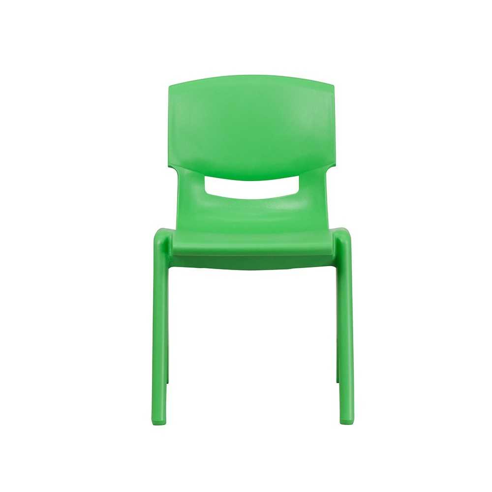 2 Pack Green Plastic Stackable School Chair with 15.5" Seat Height