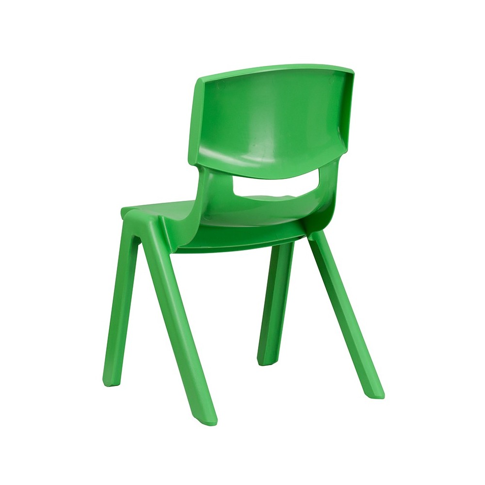 2 Pack Green Plastic Stackable School Chair with 15.5" Seat Height