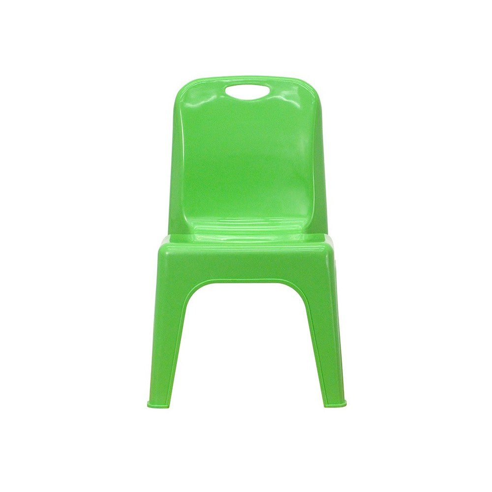 2 Pack Green Plastic Stackable School Chair with Carrying Handle and 11" Seat Height