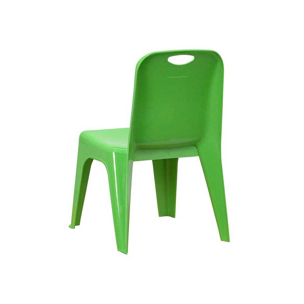 2 Pack Green Plastic Stackable School Chair with Carrying Handle and 11" Seat Height