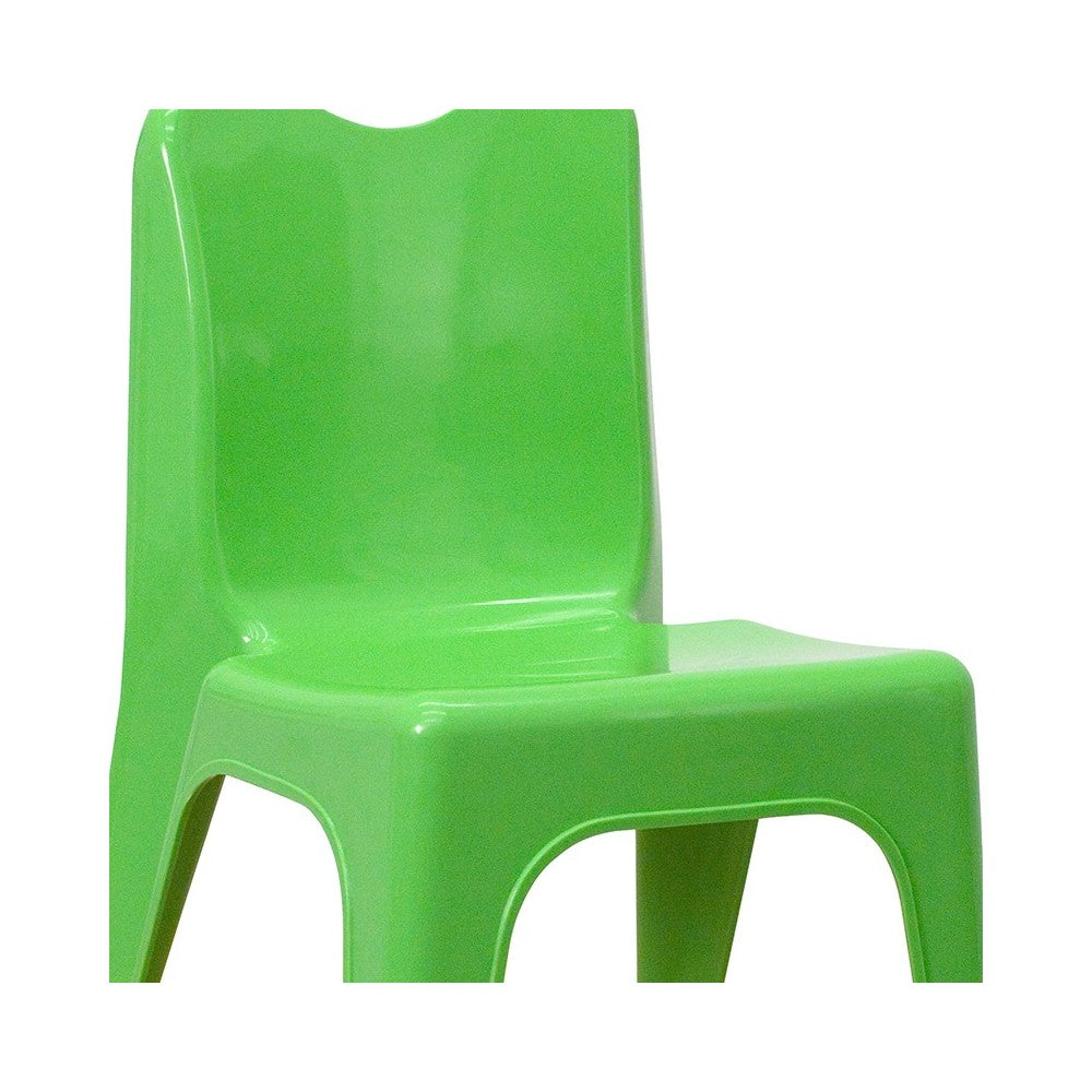 2 Pack Green Plastic Stackable School Chair with Carrying Handle and 11" Seat Height
