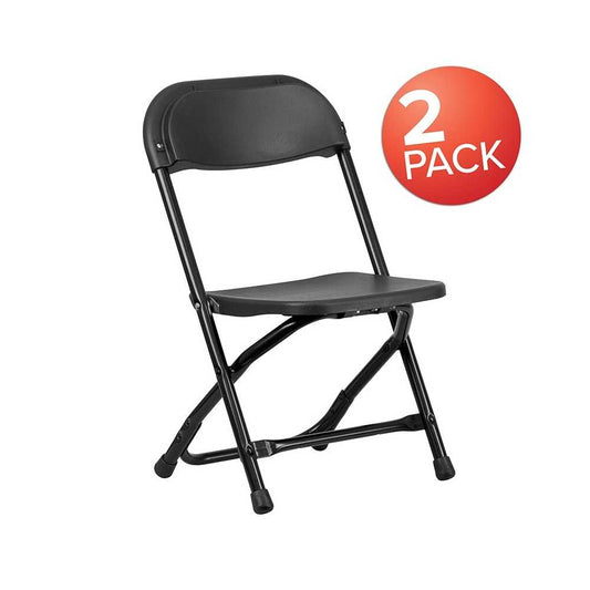 2 Pack Kids Black Plastic Folding Chair
