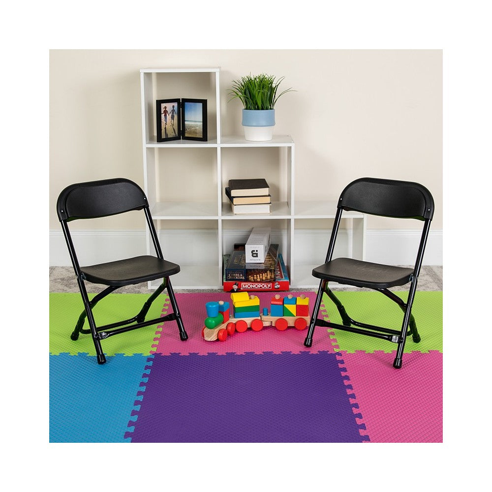 2 Pack Kids Black Plastic Folding Chair