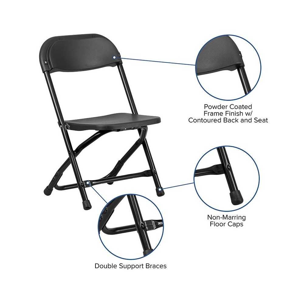 2 Pack Kids Black Plastic Folding Chair