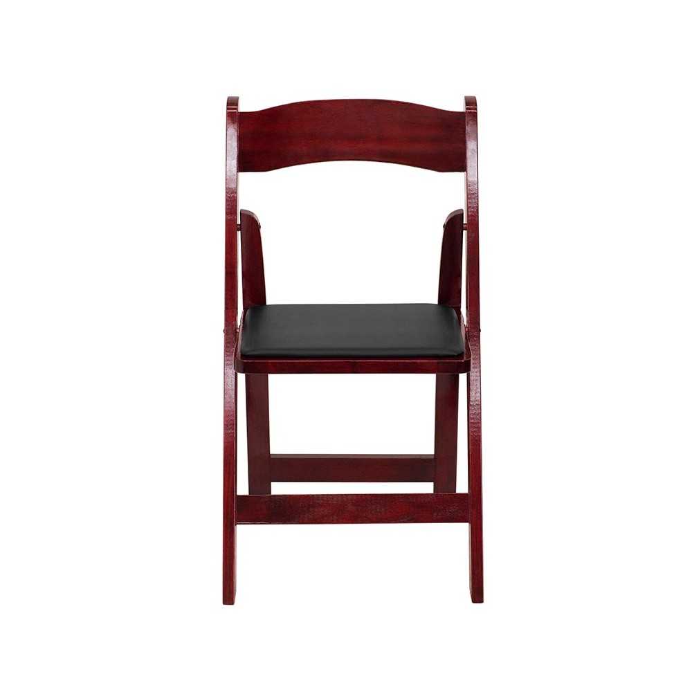 2 Pack Mahogany Wood Folding Chair with Vinyl Padded Seat