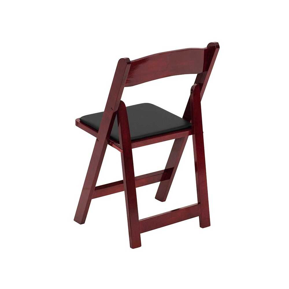 2 Pack Mahogany Wood Folding Chair with Vinyl Padded Seat