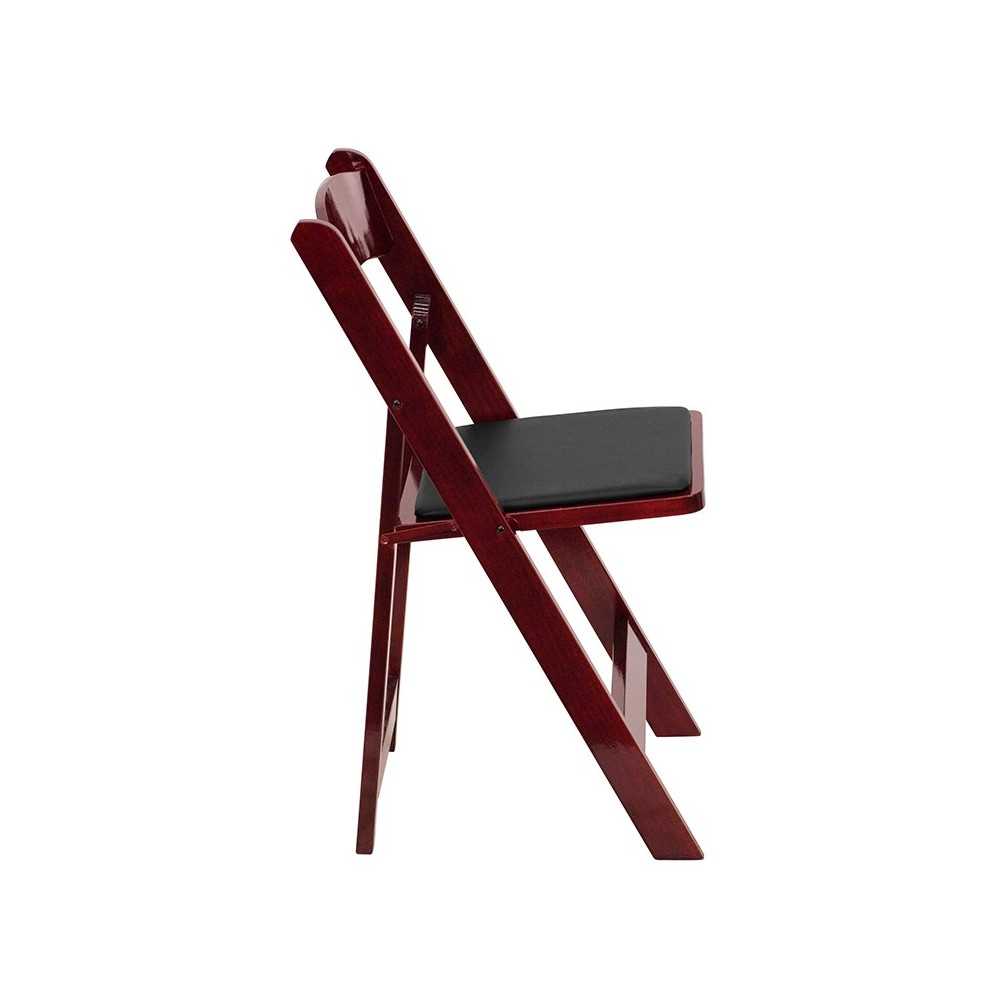 2 Pack Mahogany Wood Folding Chair with Vinyl Padded Seat