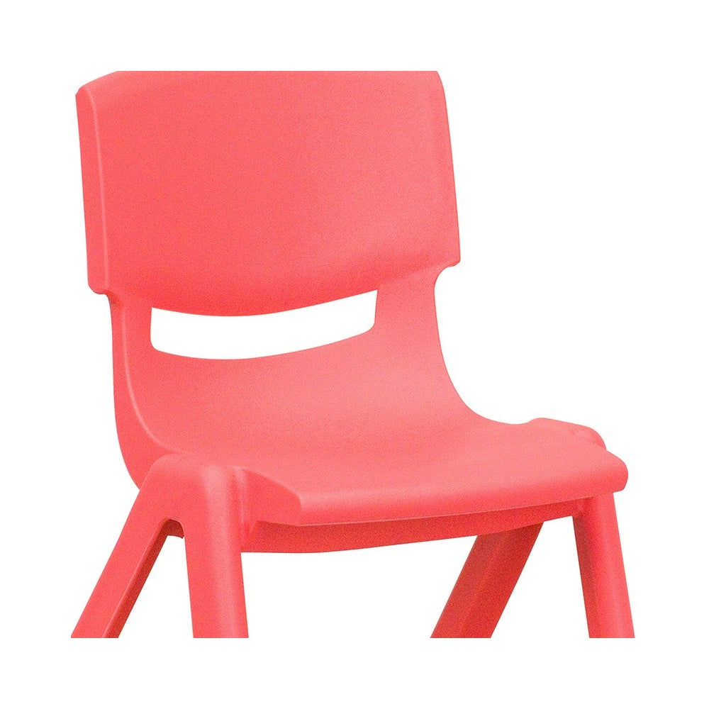 2 Pack Red Plastic Stackable School Chair with 12" Seat Height