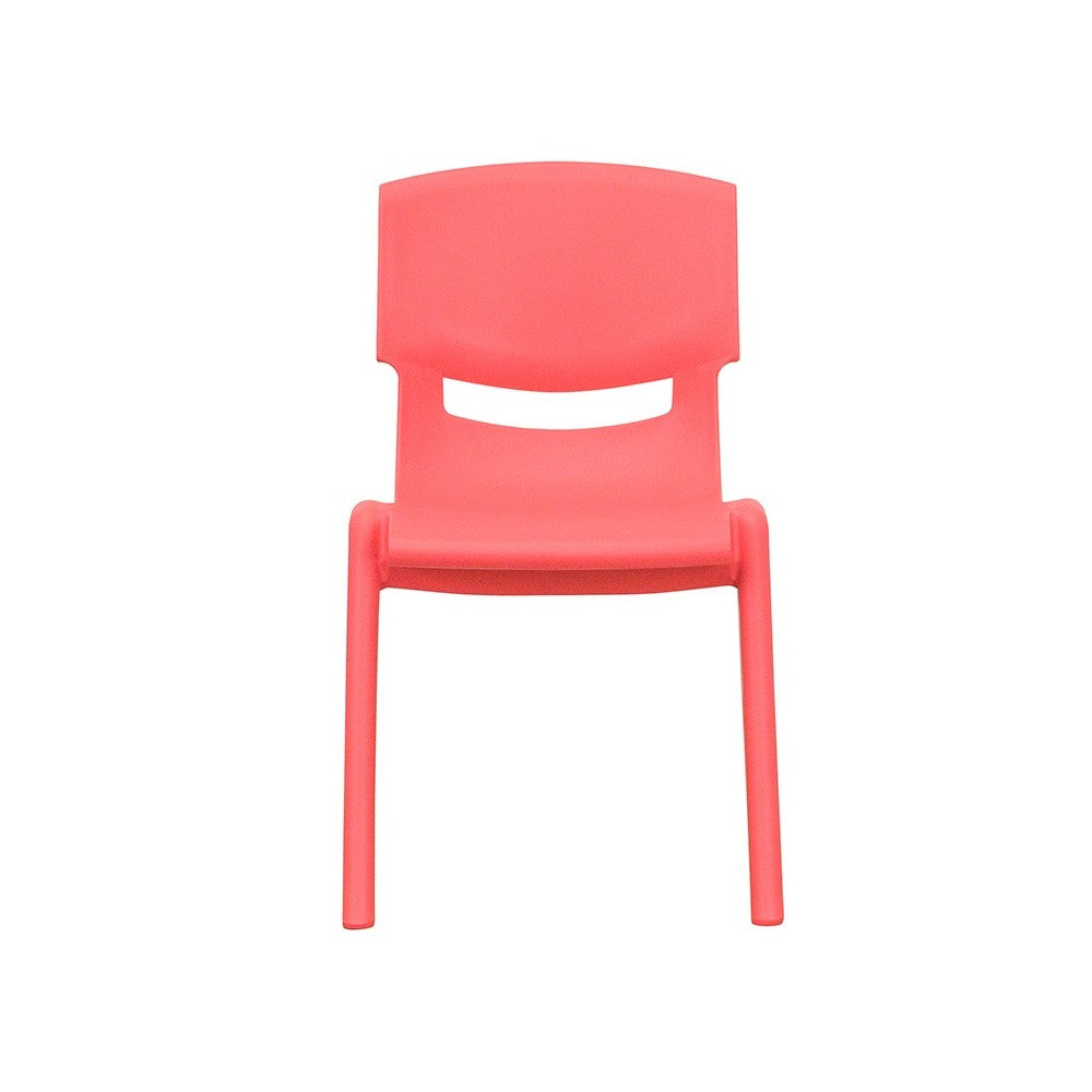 2 Pack Red Plastic Stackable School Chair with 12" Seat Height