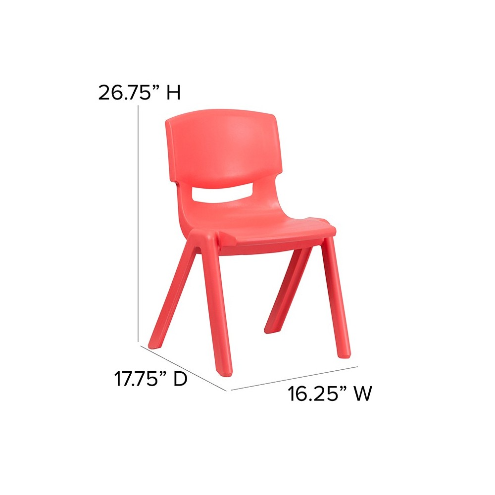 2 Pack Red Plastic Stackable School Chair with 15.5" Seat Height