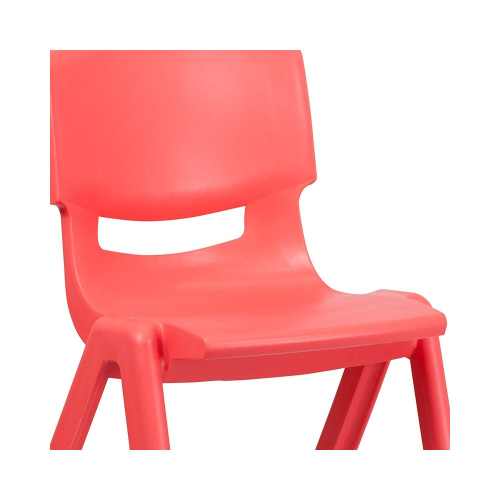 2 Pack Red Plastic Stackable School Chair with 15.5" Seat Height
