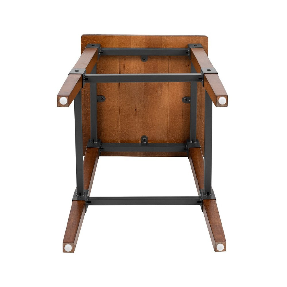 2 Pack Rustic Antique Walnut Industrial Wood Dining Backless Barstool