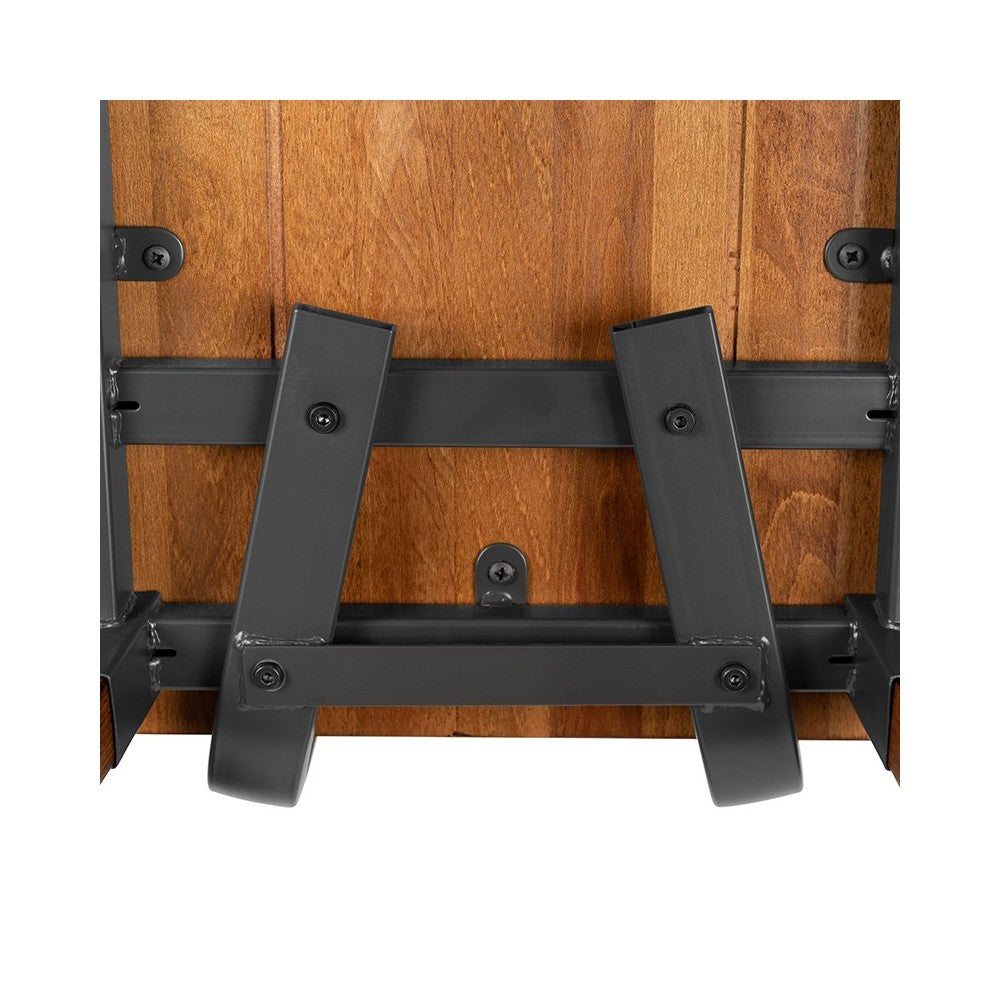 2 Pack Rustic Antique Walnut Industrial Wood Dining Barstool