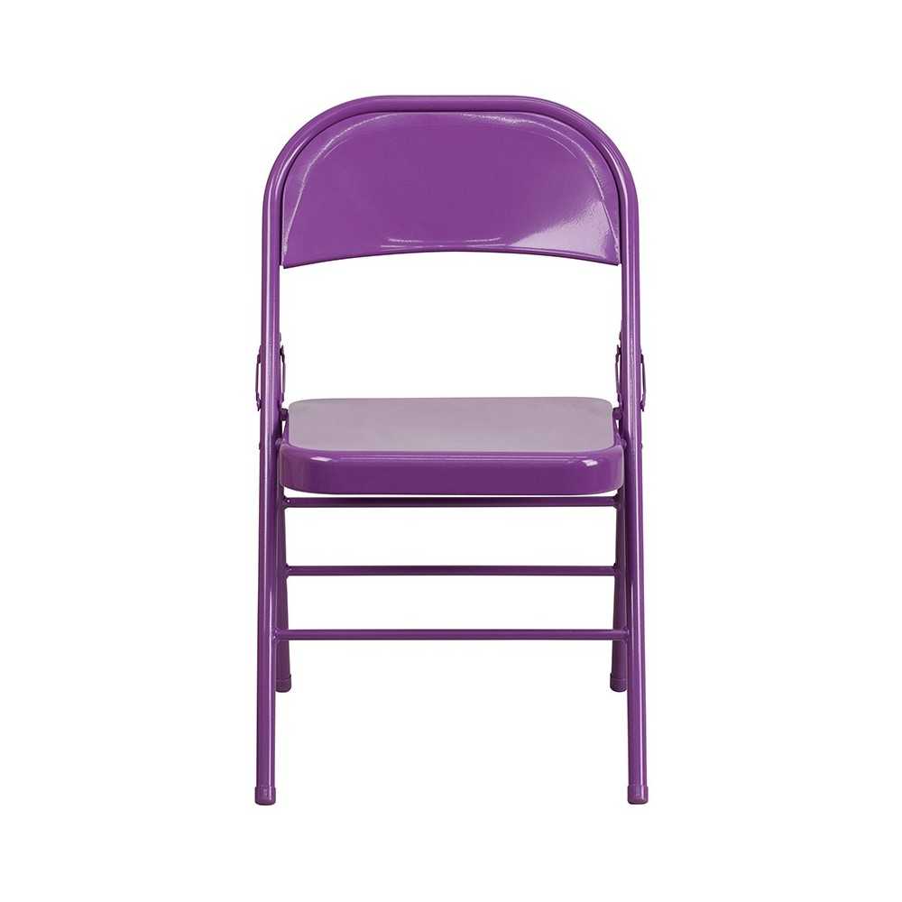 2 Pack Series Impulsive Purple Triple Braced & Double Hinged Metal Folding Chair