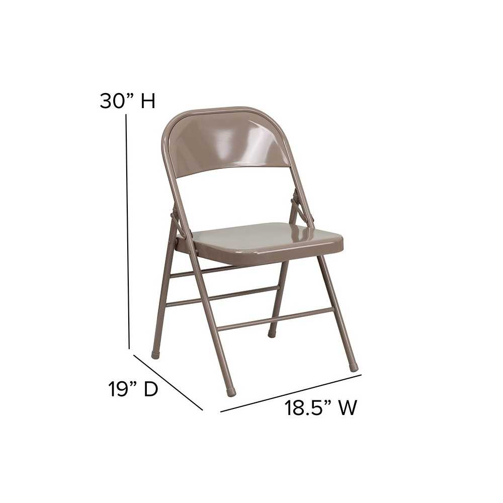 2 Pack Triple Braced & Double Hinged Beige Metal Folding Chair