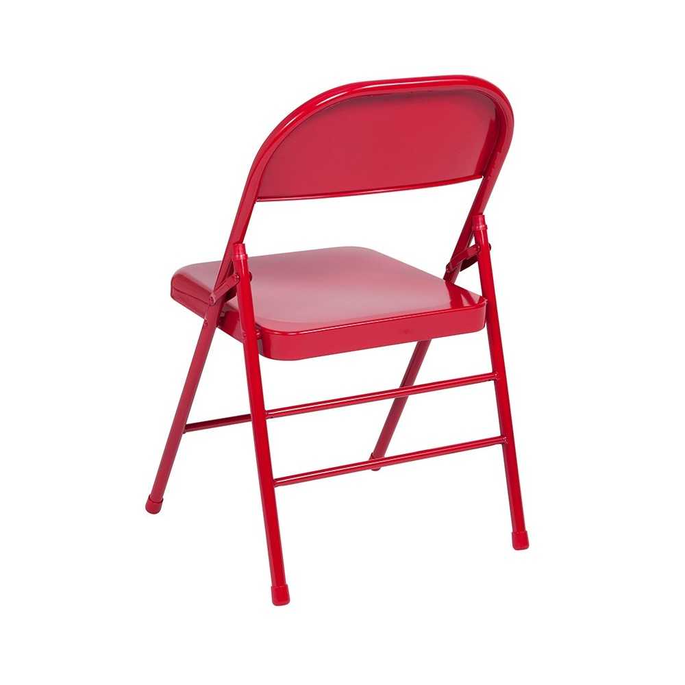 2 Pack Triple Braced & Double Hinged Red Metal Folding Chair