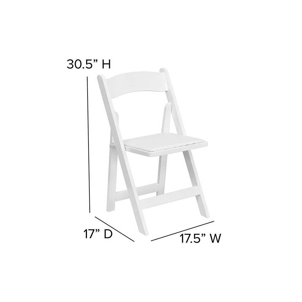 2 Pack White Wood Folding Chair with Vinyl Padded Seat