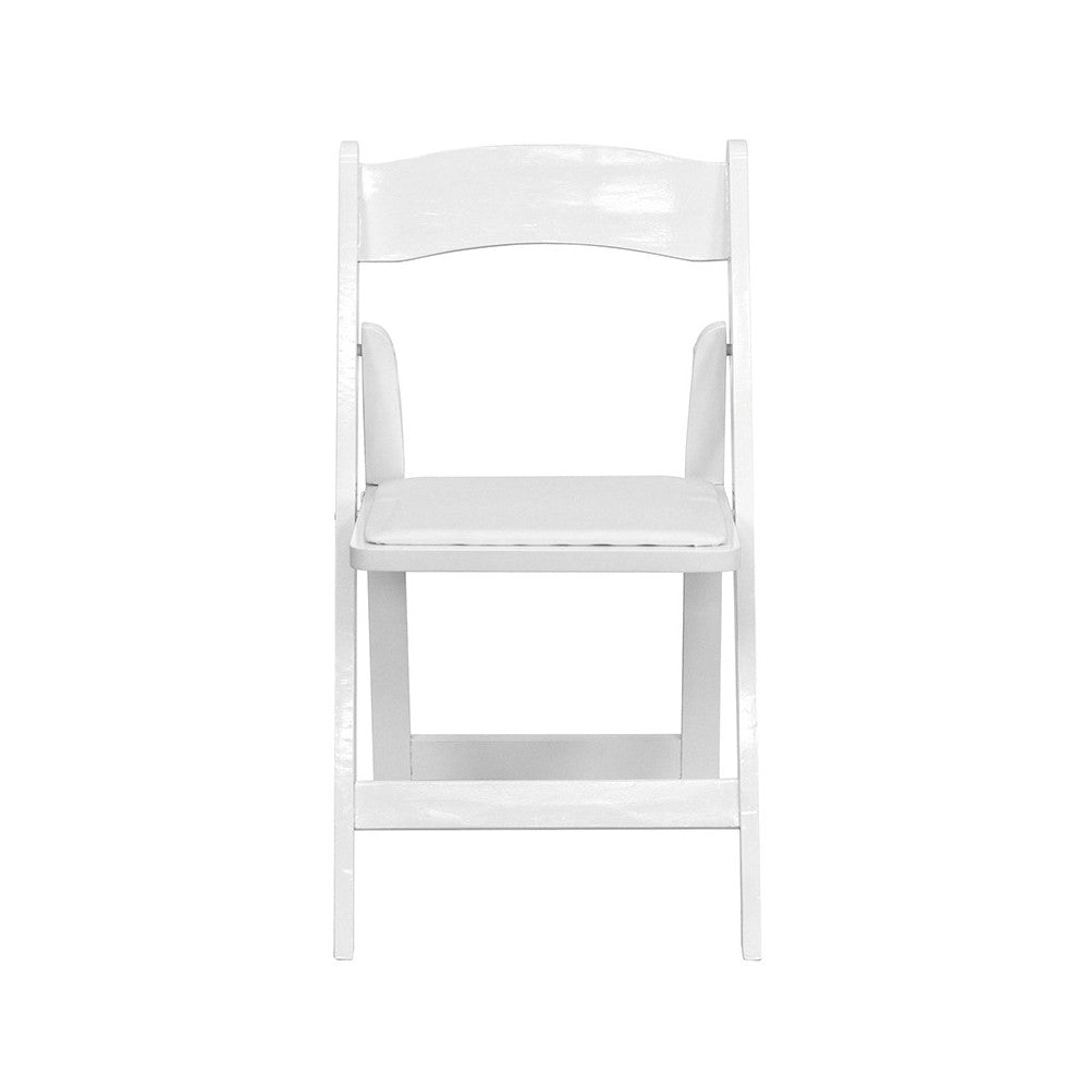 2 Pack White Wood Folding Chair with Vinyl Padded Seat