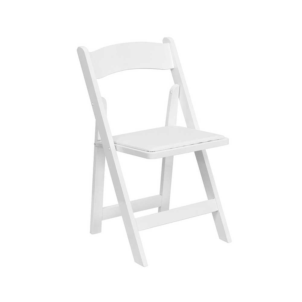 2 Pack White Wood Folding Chair with Vinyl Padded Seat