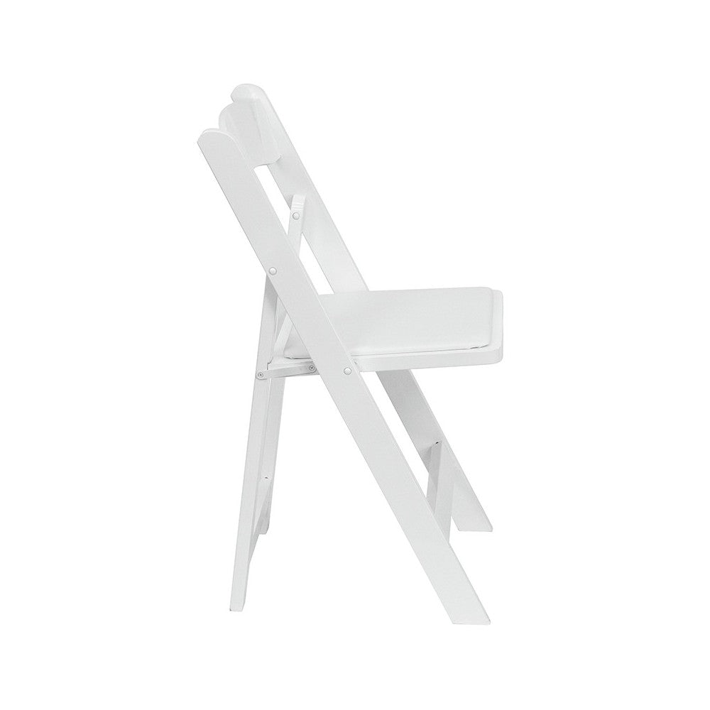 2 Pack White Wood Folding Chair with Vinyl Padded Seat