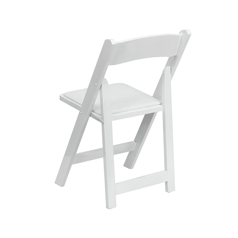 2 Pack White Wood Folding Chair with Vinyl Padded Seat