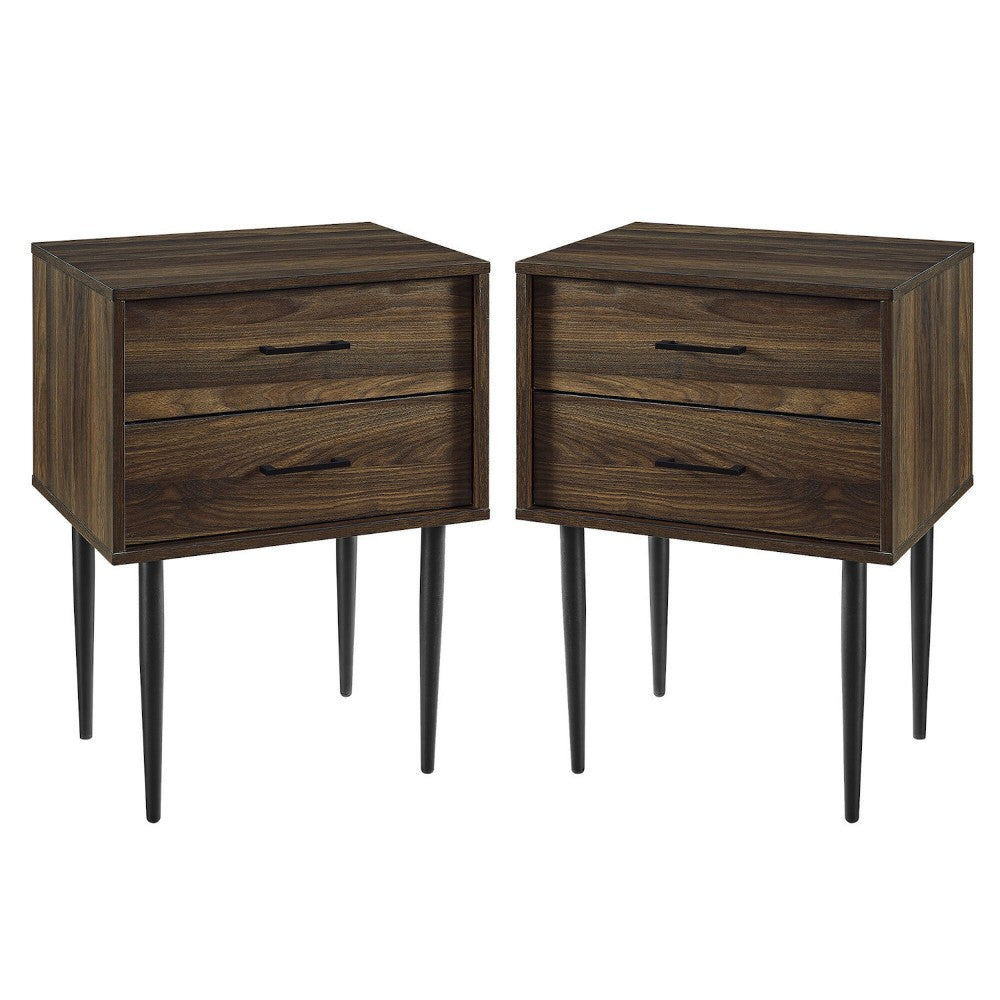 2 Piece 20" Two-Drawer Nightstand - Dark Walnut