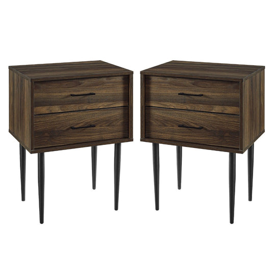 2 Piece 20" Two-Drawer Nightstand - Dark Walnut