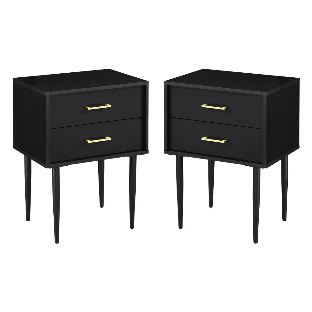 2 Piece 20" Two-Drawer Nightstand - Solid Black