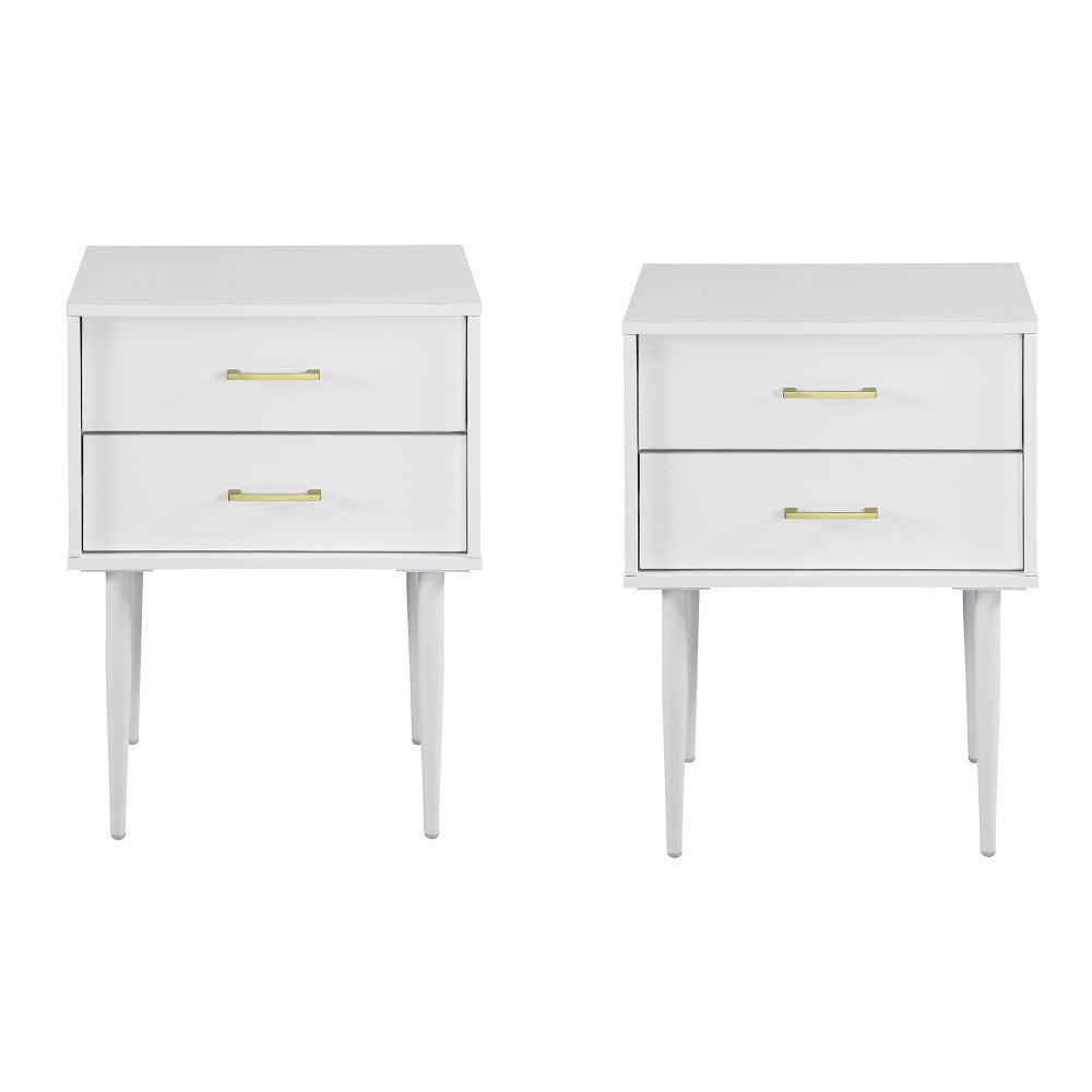 2 Piece 20" Two-Drawer Nightstand - Solid White