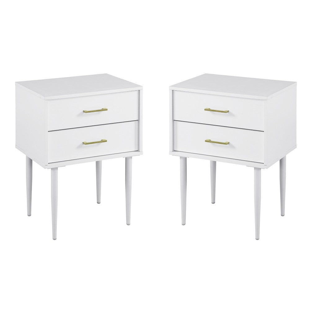 2 Piece 20" Two-Drawer Nightstand - Solid White