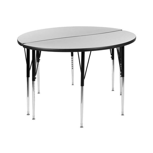 2 Piece 47.5" Circle Wave Collaborative Gray Thermal Laminate Activity Table Set - Standard Height Adjustable Legs