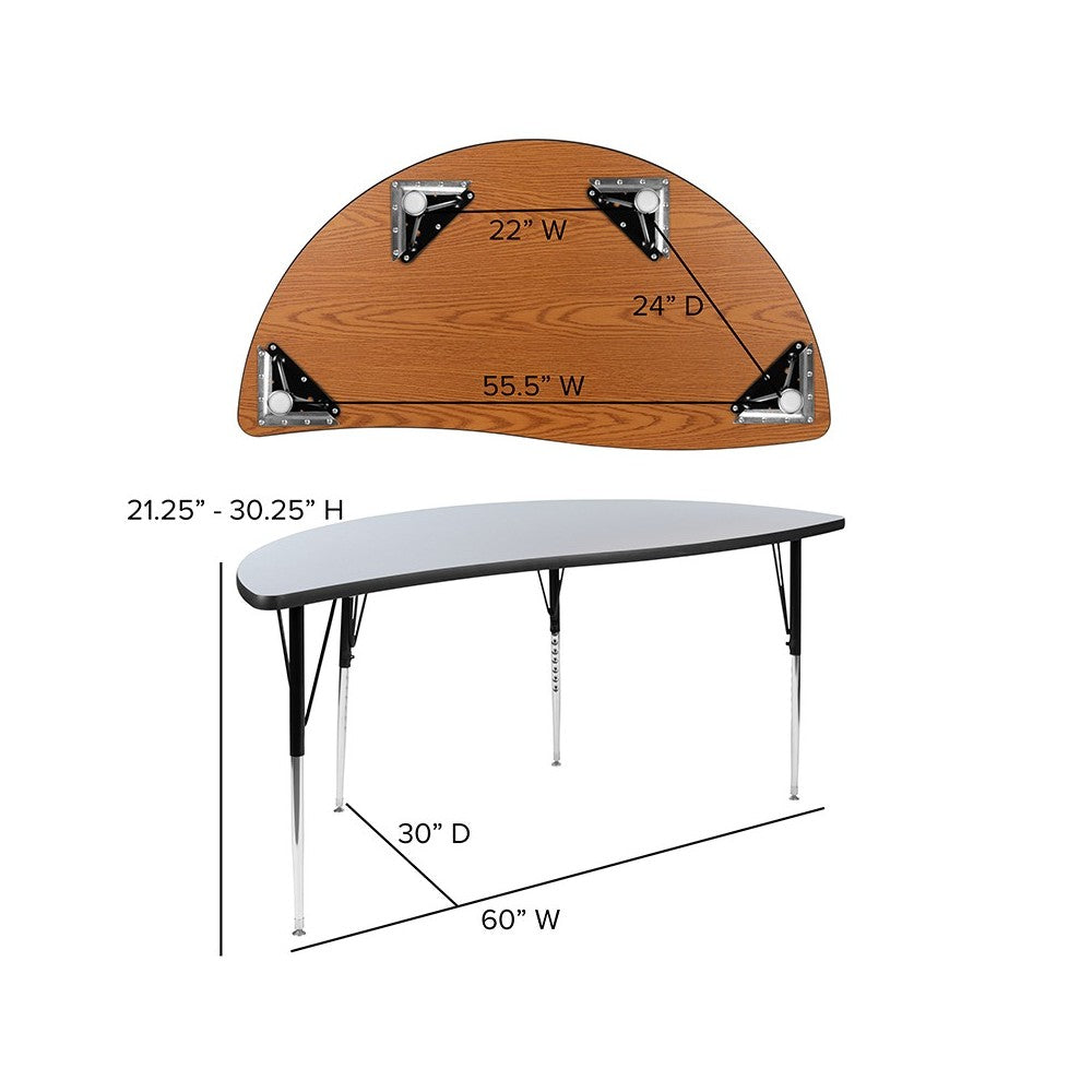 2 Piece 60" Circle Wave Collaborative Gray Thermal Laminate Activity Table Set - Standard Height Adjustable Legs