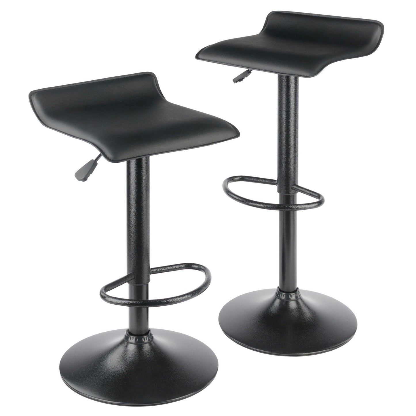 Obsidian 2-Pc Adjustable Swivel Stool Set, Black