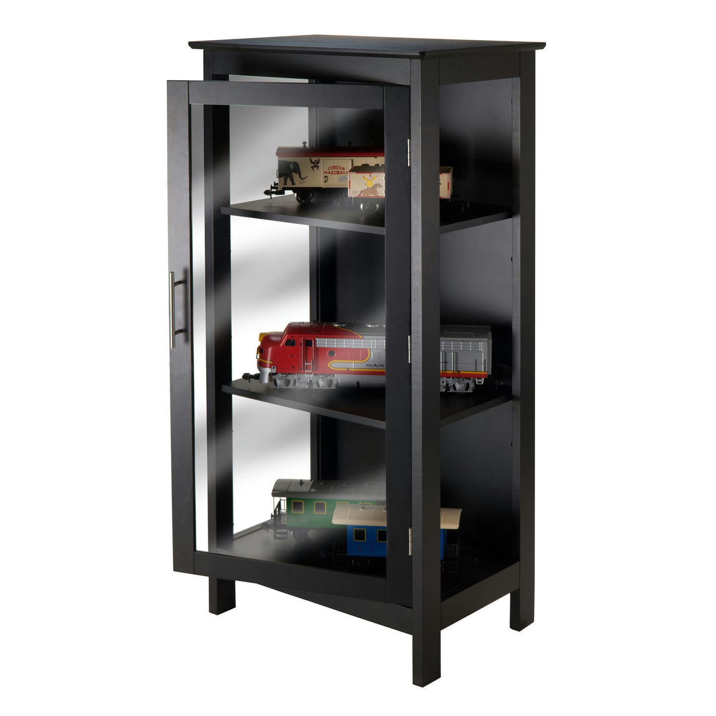 Wood Poppy Display Cabinet, Glass Door, Black