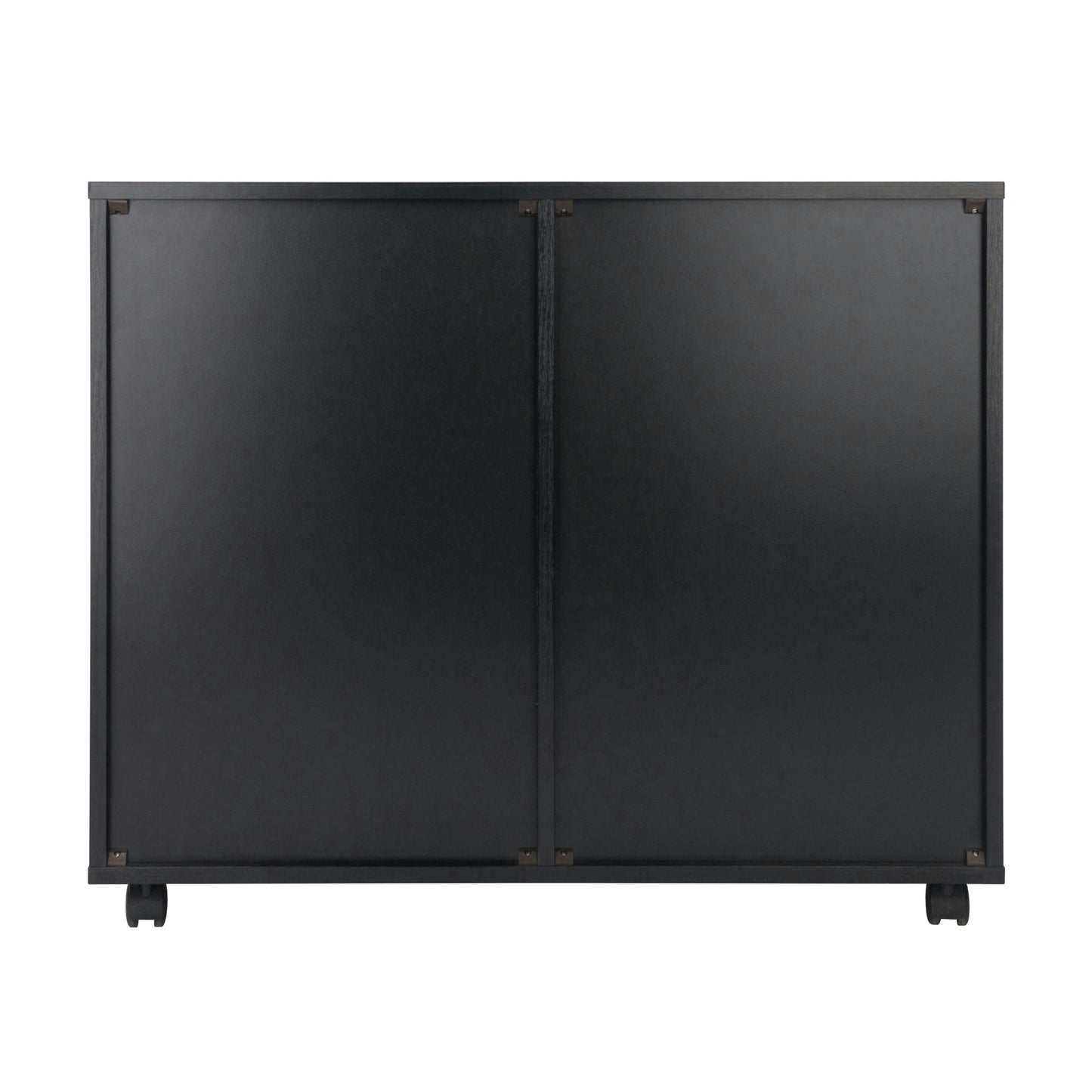 Halifax Wide 2-Door Storage Cabinet, 4-Drawer, Black