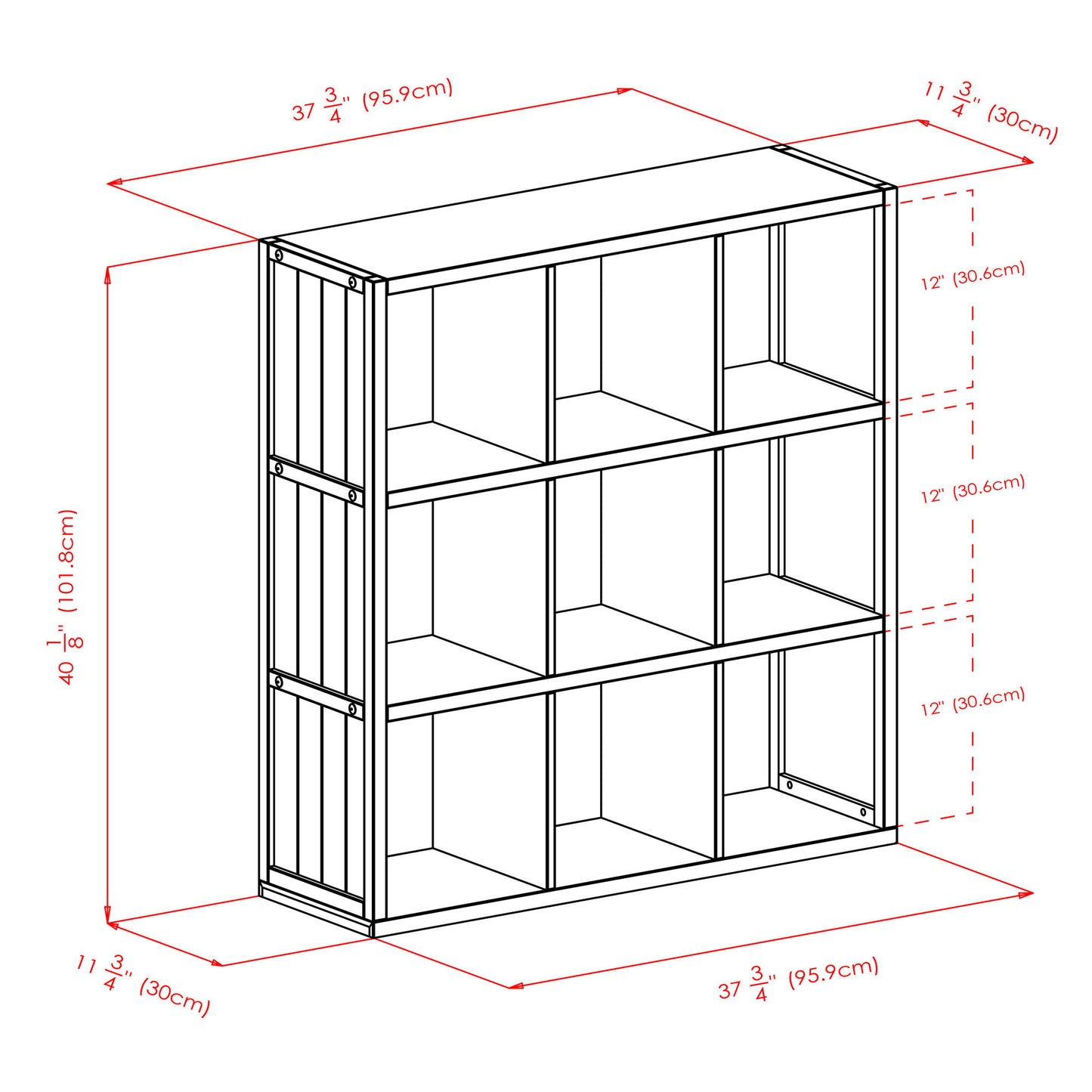 Timothy 7-Pc 3x3 Storage Shelf with 6 Foldable Woven Baskets, Black & Chocolate