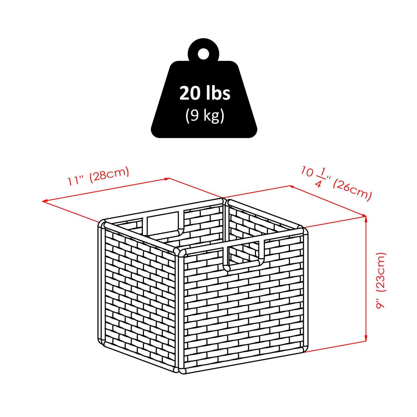 Timothy 7-Pc 3x3 Storage Shelf with 6 Foldable Woven Baskets, Black & Chocolate