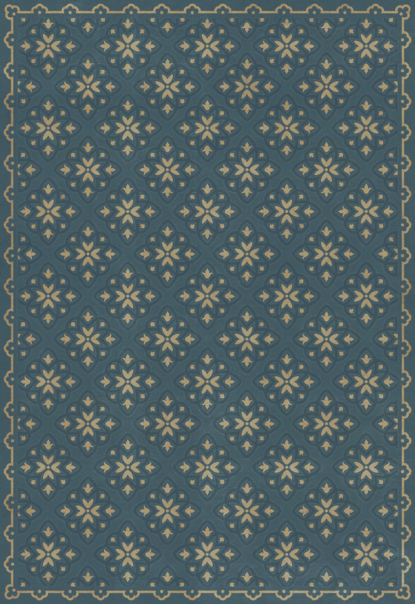 Pattern 45 Indigoticus 70x102 Vintage Vinyl Floorcloth