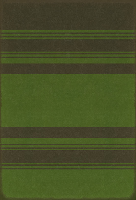 Pattern 50 Organic Stripes Black and Green 38x56 Vintage Vinyl Floorcloth