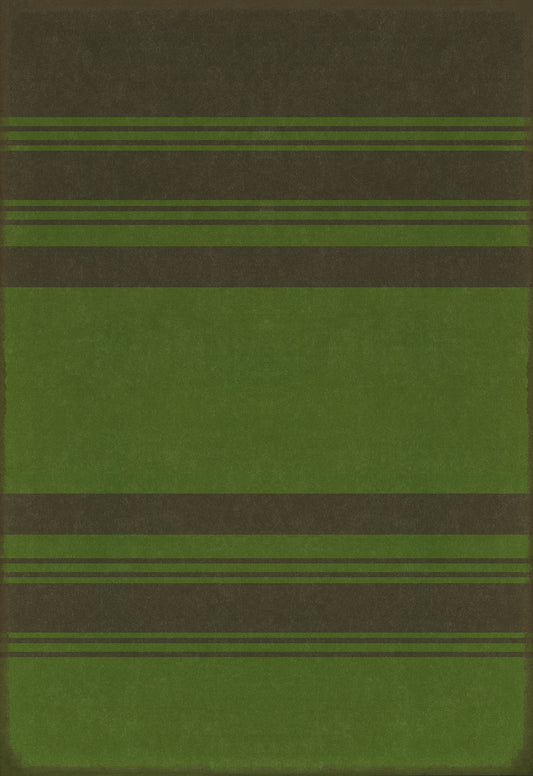 Pattern 50 Organic Stripes Black and Green 70x102 Vintage Vinyl Floorcloth