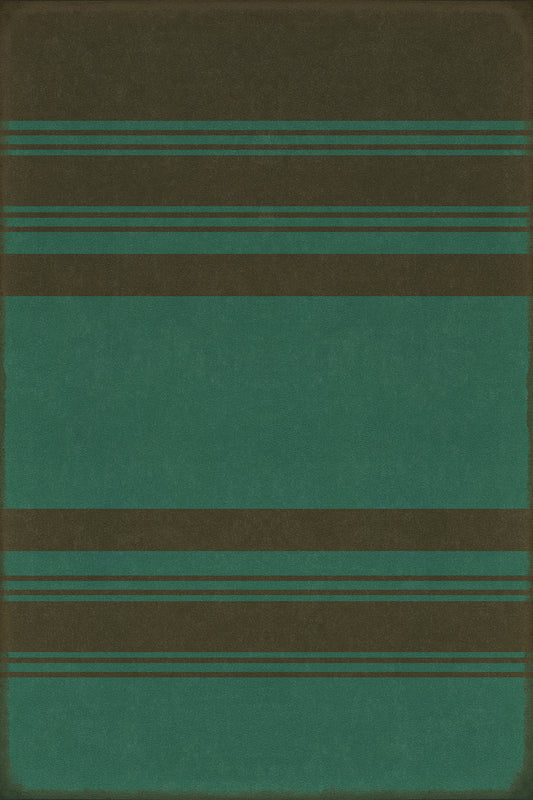 Pattern 50 Organic Stripes Black and Teal 20x30 Vintage Vinyl Floorcloth