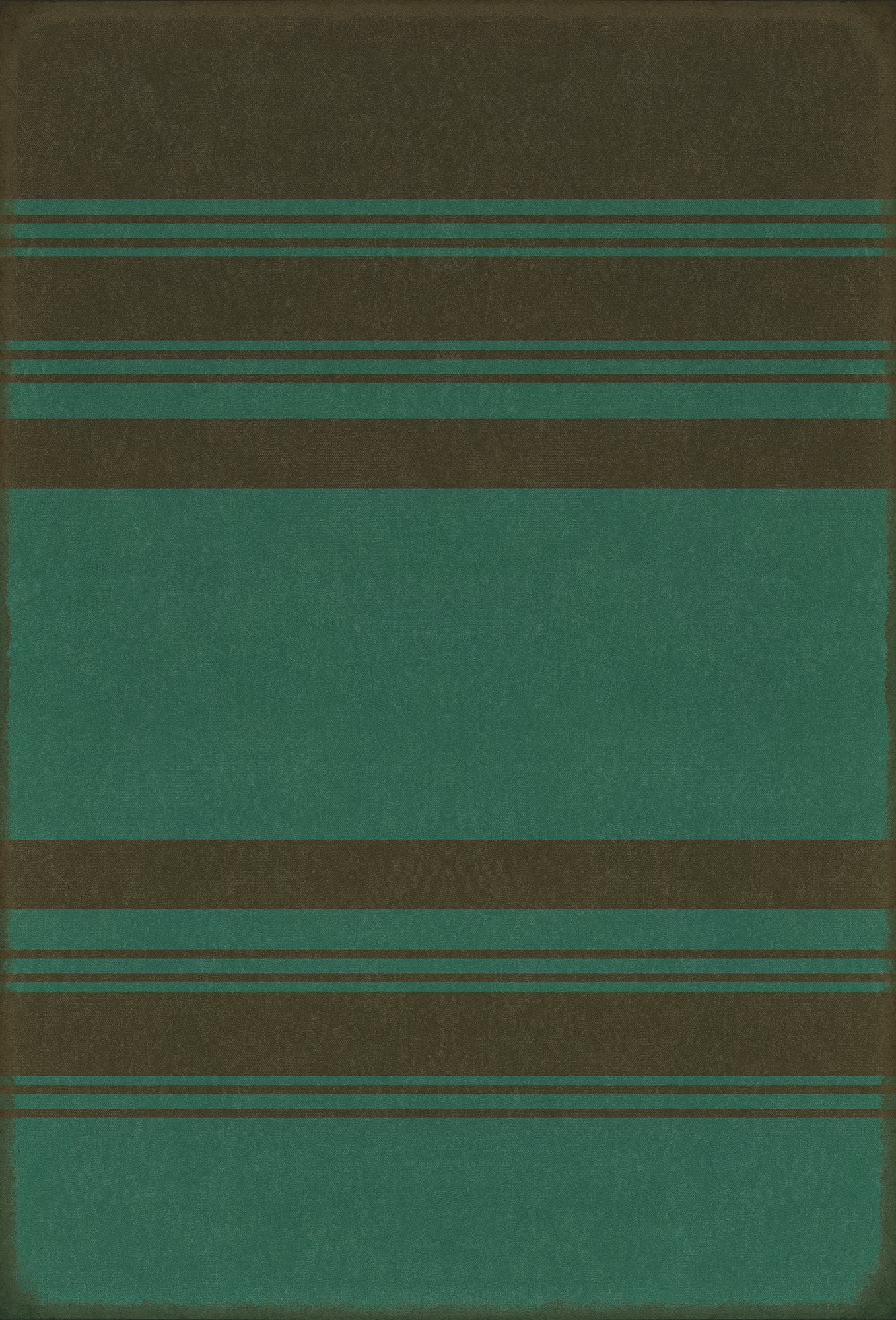 Pattern 50 Organic Stripes Black and Teal 38x56 Vintage Vinyl Floorcloth