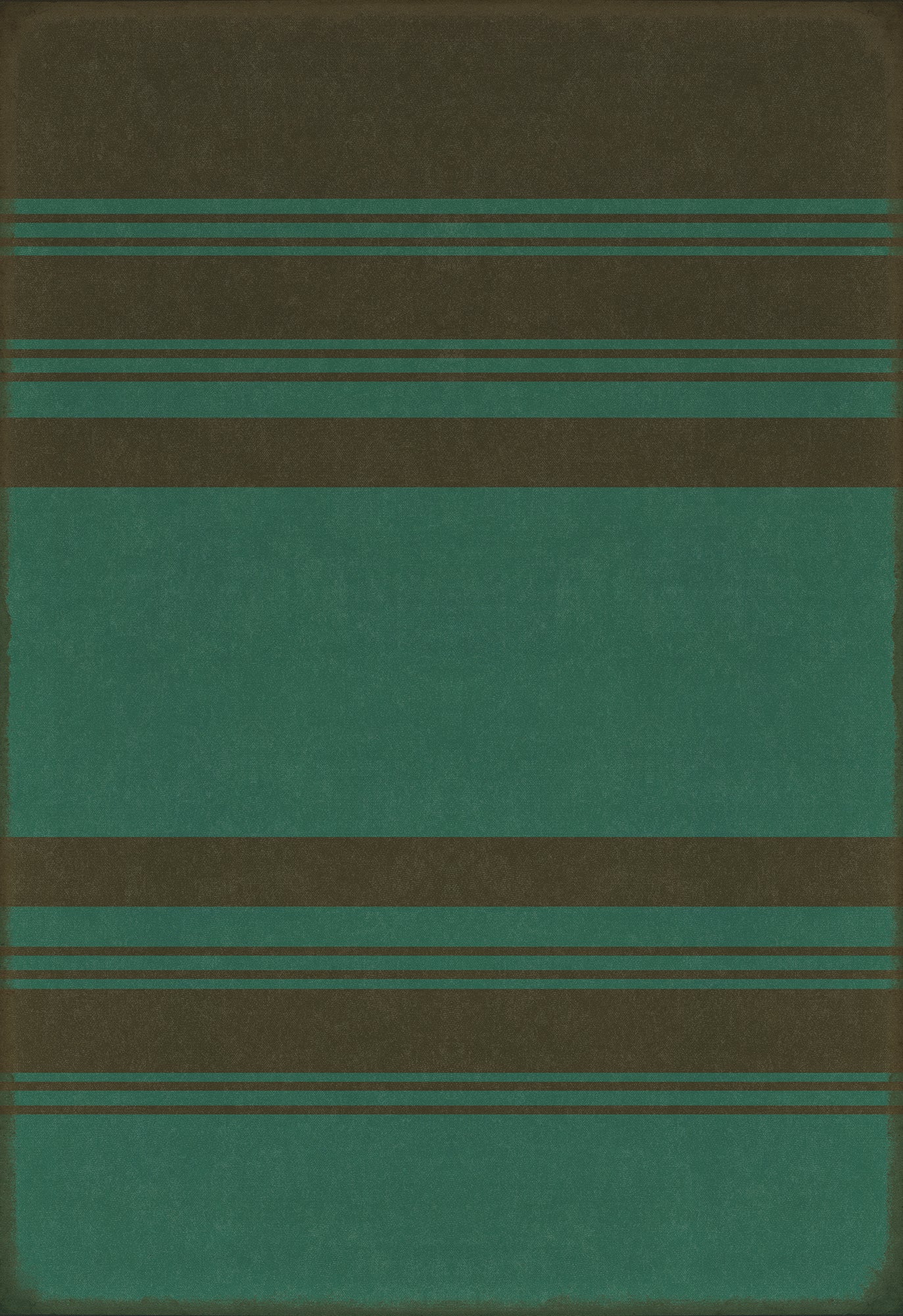 Pattern 50 Organic Stripes Black and Teal 70x102 Vintage Vinyl Floorcloth