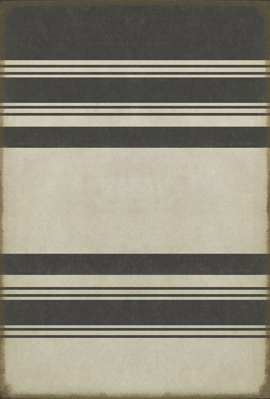 Pattern 50 Organic Stripes Black and White 38x56 Vintage Vinyl Floorcloth