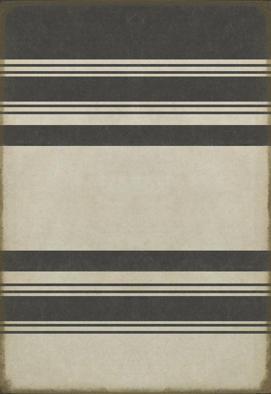Pattern 50 Organic Stripes Black and White 70x102 Vintage Vinyl Floorcloth