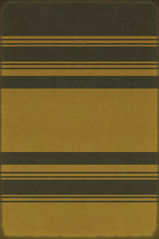 Pattern 50 Organic Stripes Black and Yellow 20x30 Vintage Vinyl Floorcloth